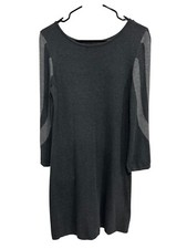 Spense Charcoal Gray 3/4 Sleeve Knit Dress Abstract Sleeve Design Size Medium