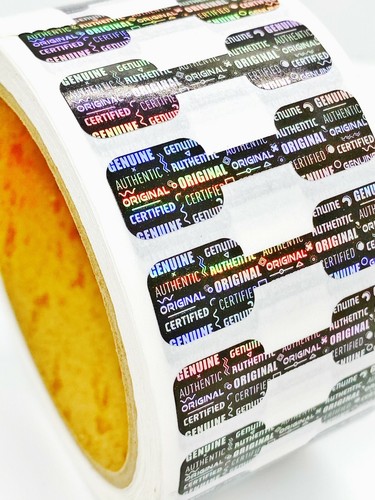 1000 pegatinas de holograma de plata con fondo negro Dogbone etiquetas evidentes de manipulaciones - Imagen 2 de 7