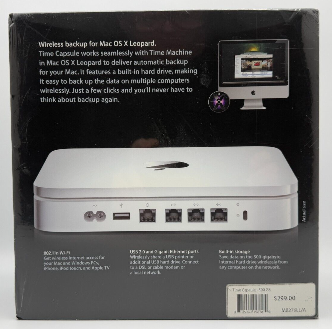 Apple Time Capsule 802.11n Wi-Fi Hard Drive 500GB Time Machine