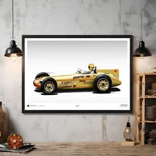 1958 Indianapolis 500 Art Print Jimmy Bryan Race Car Poster Indy-500 Wall Art