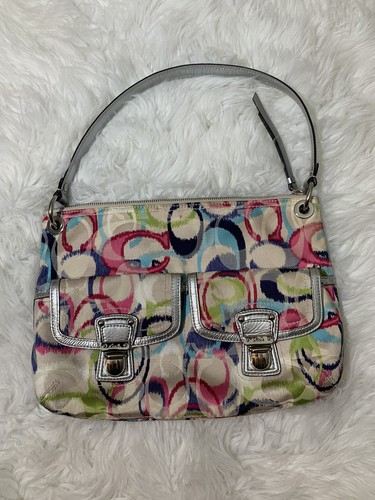 Coach Poppy Signature silver strap Ikat 