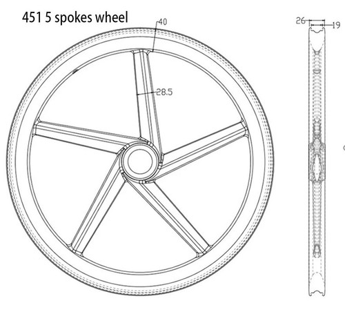 20er 406/451 5 Spokes Folding Road Bike Carbon Wheelset Clincher Disc Brake - Picture 7 of 9