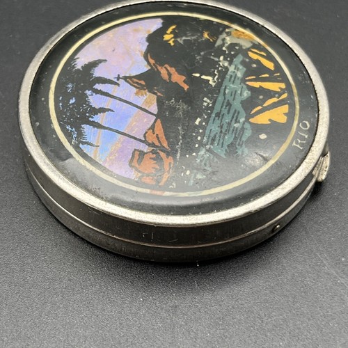Polvere turistica Rio Brasile vintage compatta palme da montagna argento blu viola - Foto 5 di 13