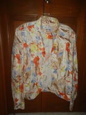COLDWATER CREEK Women's Multi-Color Cotton Open-Front Floral Blazer Jacket 12