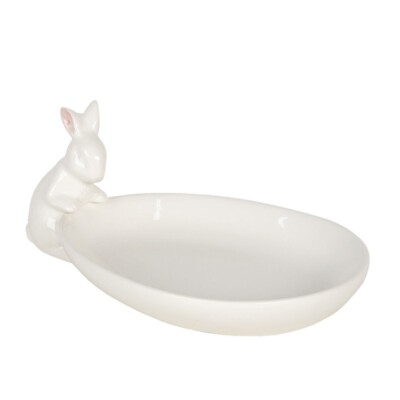 Clayre & Eef: kleine Servierschale aus Keramik, Kaninchen 20 x 13 x 8 cm Ostern