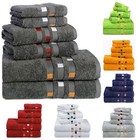 Combed Cotton Luxury Bath Towels Set, 550 GSM Bathroom Towels, Soft & Absorbent