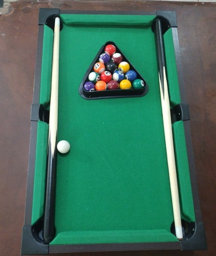 Ideal Rack'Em Tabletop Pool Set, 20in Felted Table, Includes, Balls, sticks,Rack - Afbeelding 2 van 15