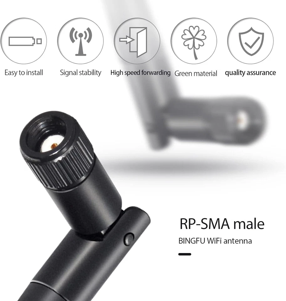 2x WiFi Antenna 2.4GHz 5GHz MIMO RP-SMA 30cm Ngff MHF4 Cable for M.2 NGFF Intel - Image 4 of 4