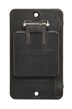 1-Gang Flip Lid 1.39"" Diameter Single Receptacle Cover Plate, Black