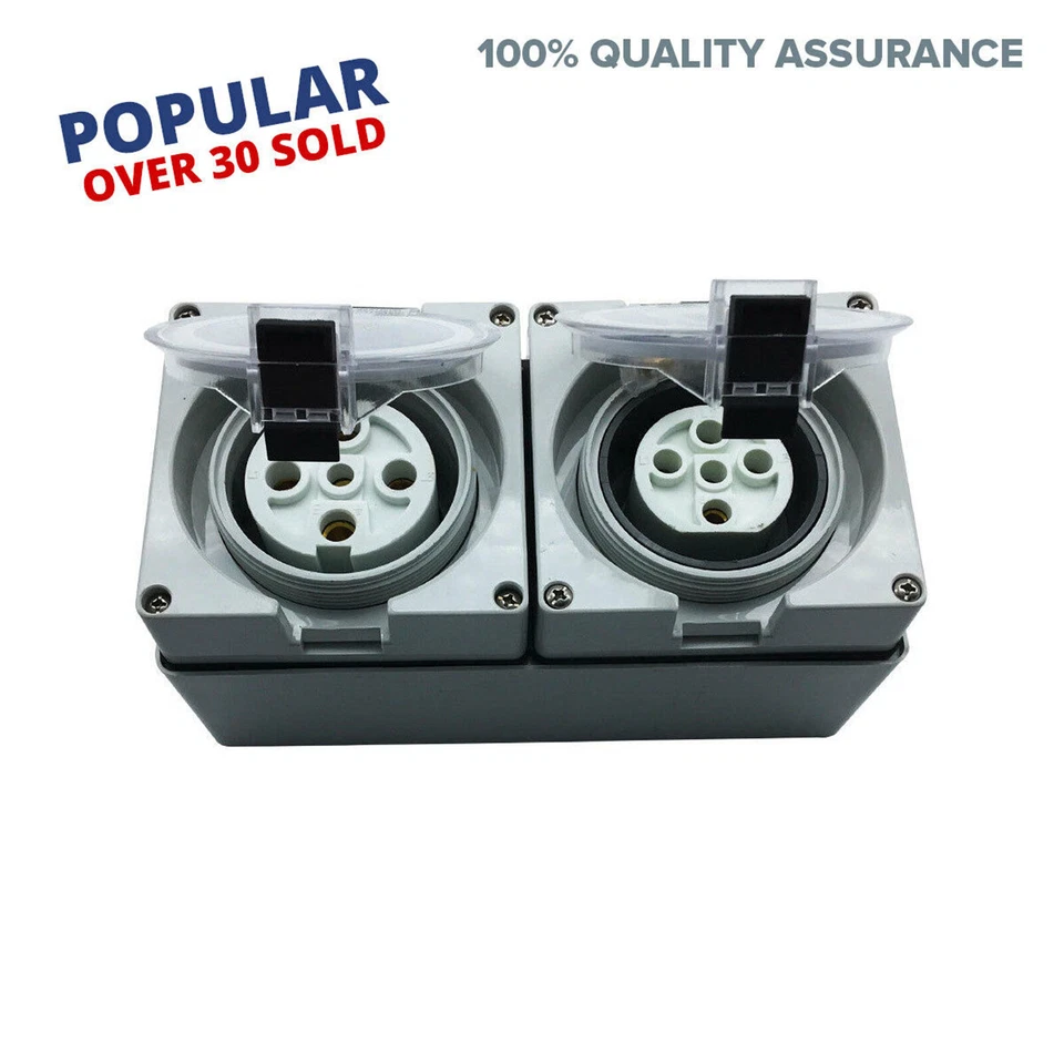 2x 3 Phase 20AMP and 32AMP 5 Pin Socket Outlet Industrial 3 Pole IP66 Waterproof - Image 3 of 3