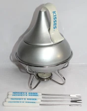 Hershey's Kisses Chocolate Dessert Fondue Set Silver Color Forks Manual Stand