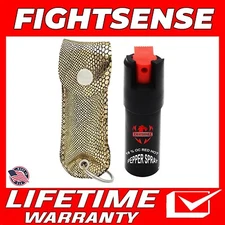 FIGHTSENSE Pepper Spray Maximum Strength Leather Case Self Defense Snack G