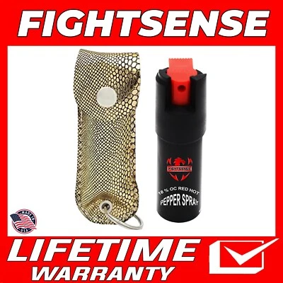 FIGHTSENSE Pepper Spray Maximum Strength Leather Case Self Defense Snack G