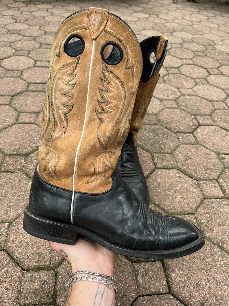 Justin Vintage Bison / Leather Western Cowboy Boots Black  display picture 1