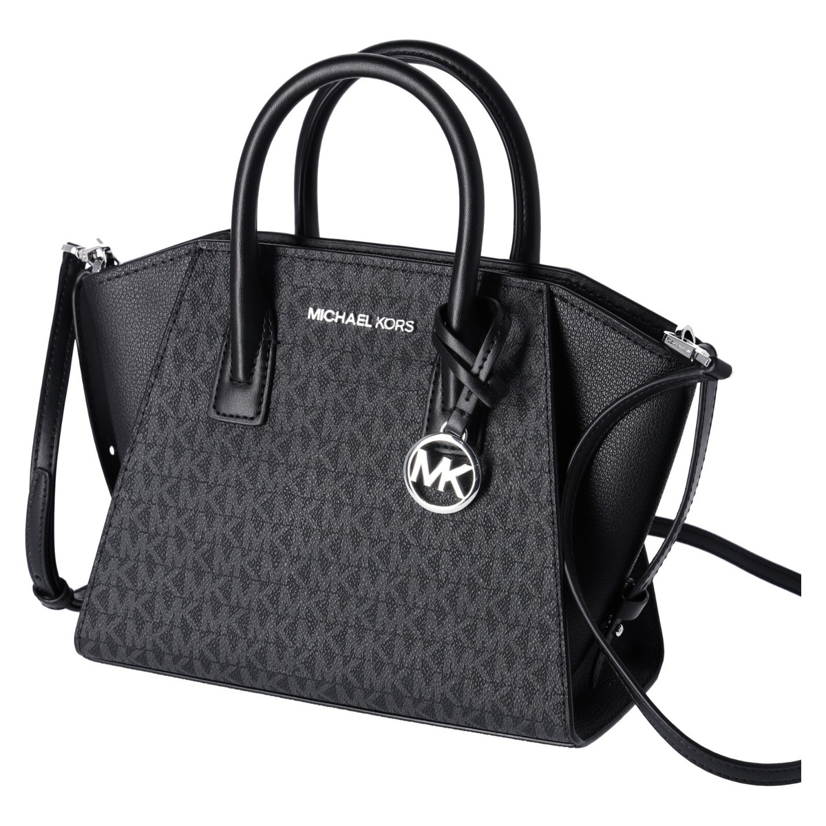 Michael Kors Avril Small Top Zip Satchel Crossbody Black MK Michael Kors Avril Small Top Zip Satchel Crossbody Black MK