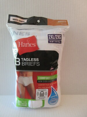 Hanes Tagless Pair Briefs 2XL 44