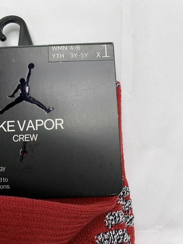 NWT SIZE 3y-5y YOUTH Nike Jordan VAPOR Jumpman Stitched Logo Crew Socks Red KID - Picture 5 of 6