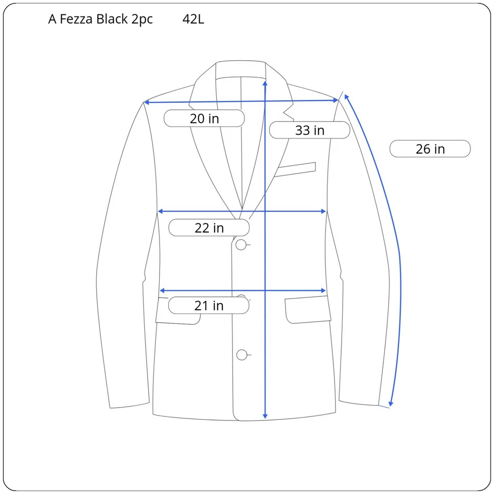 Andrew Fezza Mens Black Wool Pinstripe Pleated Front 2 Piece Suit 42L 36Wx28L - Image 2 of 4