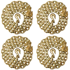 4PK - Binder Chain 3/8'' X 10' Grade 70 Transport Tow Chain Grab Hooks 6,600 LBS