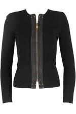 Tom Ford Leather Trimmed Stretch Knit Jacket It 36 Uk 4