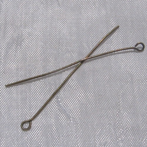LOT 80 TIGES À OEIL CLOUS À BOUCLE 50MM x 0,7MM BRONZE boucles d'oreilles *J145 - Picture 2 of 4