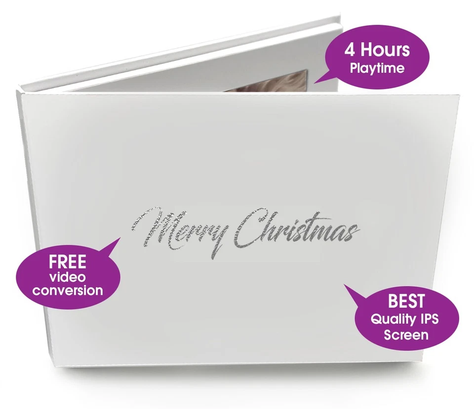 Video Book, 7” IPS Hard Back. 4GB memory. 'Merry Christmas' Silver Foil On Cover - Image 2 of 4