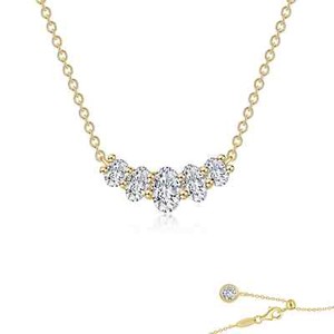 Authentic BRAND Lafonn Gold Plated 1.4CTW Diamond Oval Five-Stone Necklace N0260CLG20