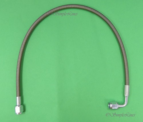 TURBO OIL FEED Line 16" Steel Braided -4 AN 90 Degree X Str. "Made In - Foto 6