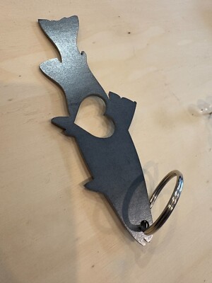 Cast Iron Trout Heart Keychain
