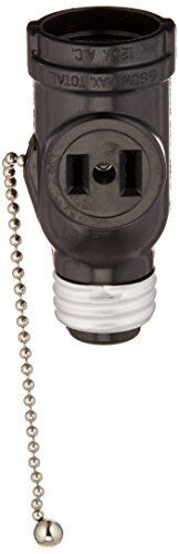 1406 660 Watt, 125 Volt, Two Outlet With Pull Chain Socket Adapter, Black - Picture 1 of 1