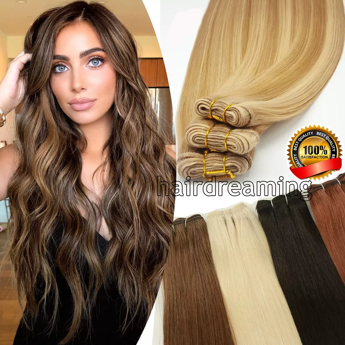 Human Hair Sew in Hair Extensions 24 inch Curly Sew in Weft Hair Extensions Human Hair Chocolate Brown Sew in Human Hair Extensions Hand Tied Human