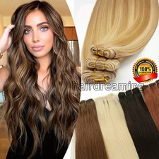 Weft Human Hair Extensions Weave Sew In Remy Russian Hair Full Head Bundles 100g