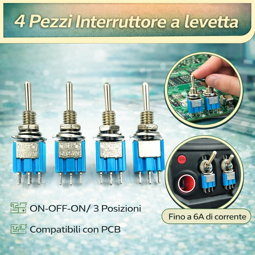 Mini Interruttore A Levetta DPDT Carling Cromato – 3 Posizioni Per Progetti Fai-da-te
