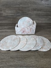 6 Vintage Natural Stone Marble Alabaster Roun...