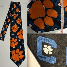Clemson University Tiger Paw Silk Men Neck Tie Fathers Day Limited Edition