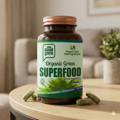 Superfood Bio grün 90 Kapseln Spirulina Chlorella Weizengras Mischung Gemüse UK
