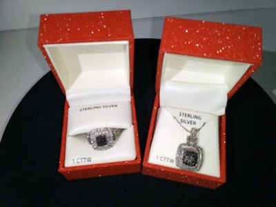 2 carat genuine diamond necklace and ring set, new with boxes