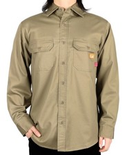 Mens FR Shirt Flame Resistant Work Cotton 7.5oz Welding Long Sleeve Wear
