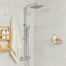 Colonna Doccia Miscelatore Termostatico con Soffione Doccetta Set Ottone Cromato