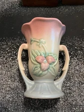 Hull Pottery  Double Handled Vase Wildflower Pink Blue 6" Vintage