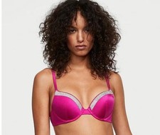 Victoria s Secret Push Up Bikini Top Rhinestone Pink 36C NWT Swim