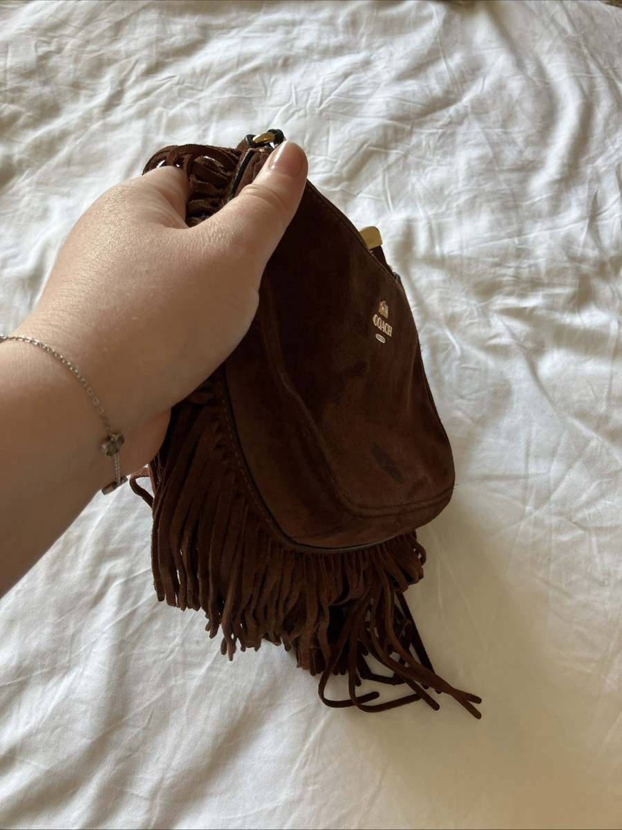 Coach Suede Fringe Teri Shoulder/ Crossbody Bag Brown | eBay