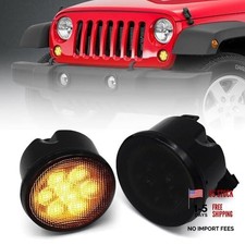 Turn Signal Lights Smoked Lens for Jeep Wrangler 2007-2018 JK JKU Amber LED