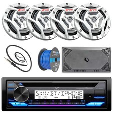 JVC 1DIN Bluetooth Marine CD Receiver, 4x 6.5" 150W Speakers, 4-CH Amplifier