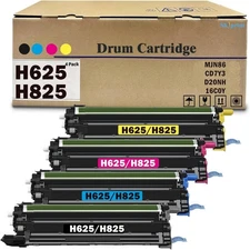Drum Cartridge H625 H825 S2825 for Dell Printers 4 Pack Black Cyan Magenta Yello