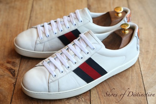 Gucci Ace Tiger White Leather Shoes Trainers Men's UK 10 US 11 EU 44