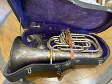 Mellophone Euphonium dual bell Matte Nickel Finish 5-Piston Valves w/ Case