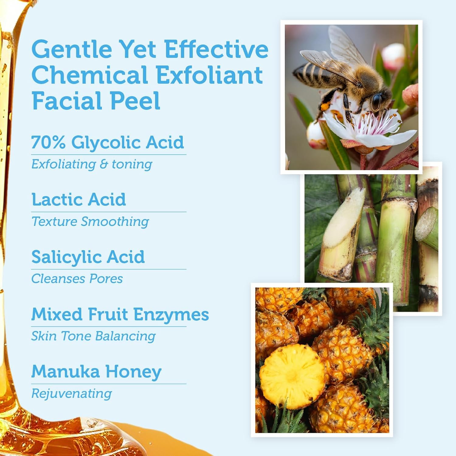 Glycolic Acid Peel AHA BHA Exfoliant - 70% USP Grade Clinical Strength Age-Defyi