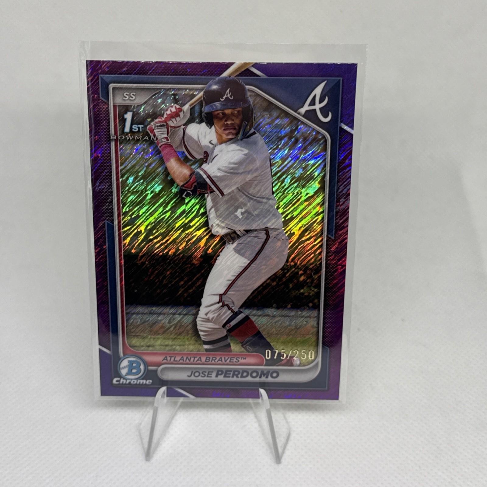 2024 Bowman Chrome Jose Perdomo Prospects Purple Shimmer Refractor 1st #/250