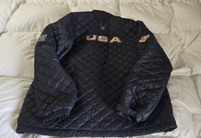 Spyder US Ski Team USA 2002 Men's Sz L Black Quilted Insulated Jacket Full Zip